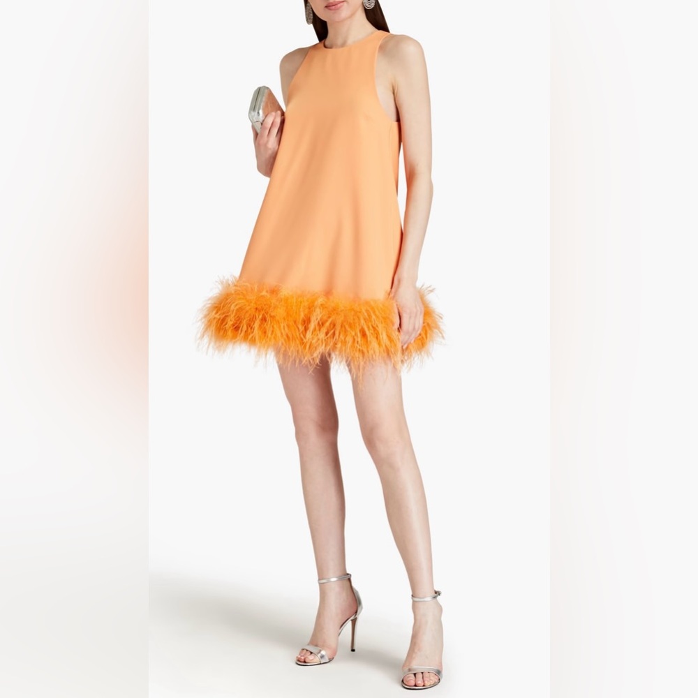 Ronny Kobo Fallon Feather Trimmed mini dress